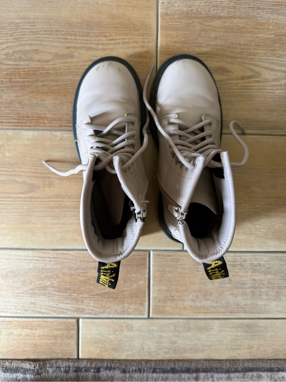 Dr. Martens Kids Lace-Up Combat Boots in Light Pink